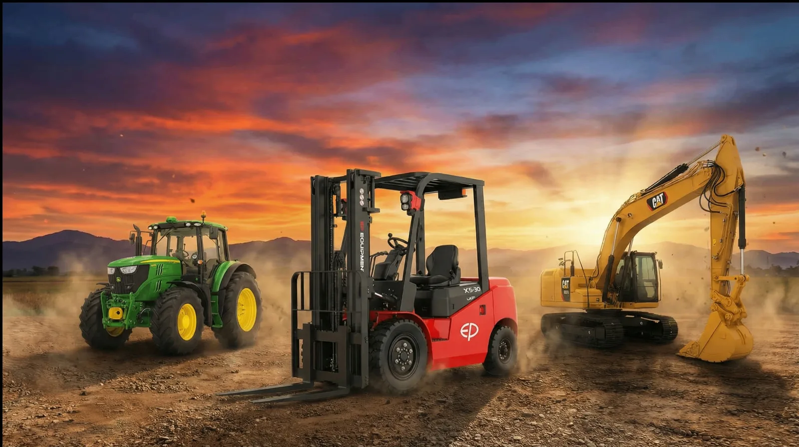 Montacargas, tractor agrícola y excavadora de SGB Paraguay